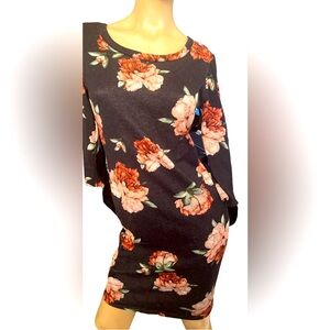 3/4 sleeve soft florals dress
